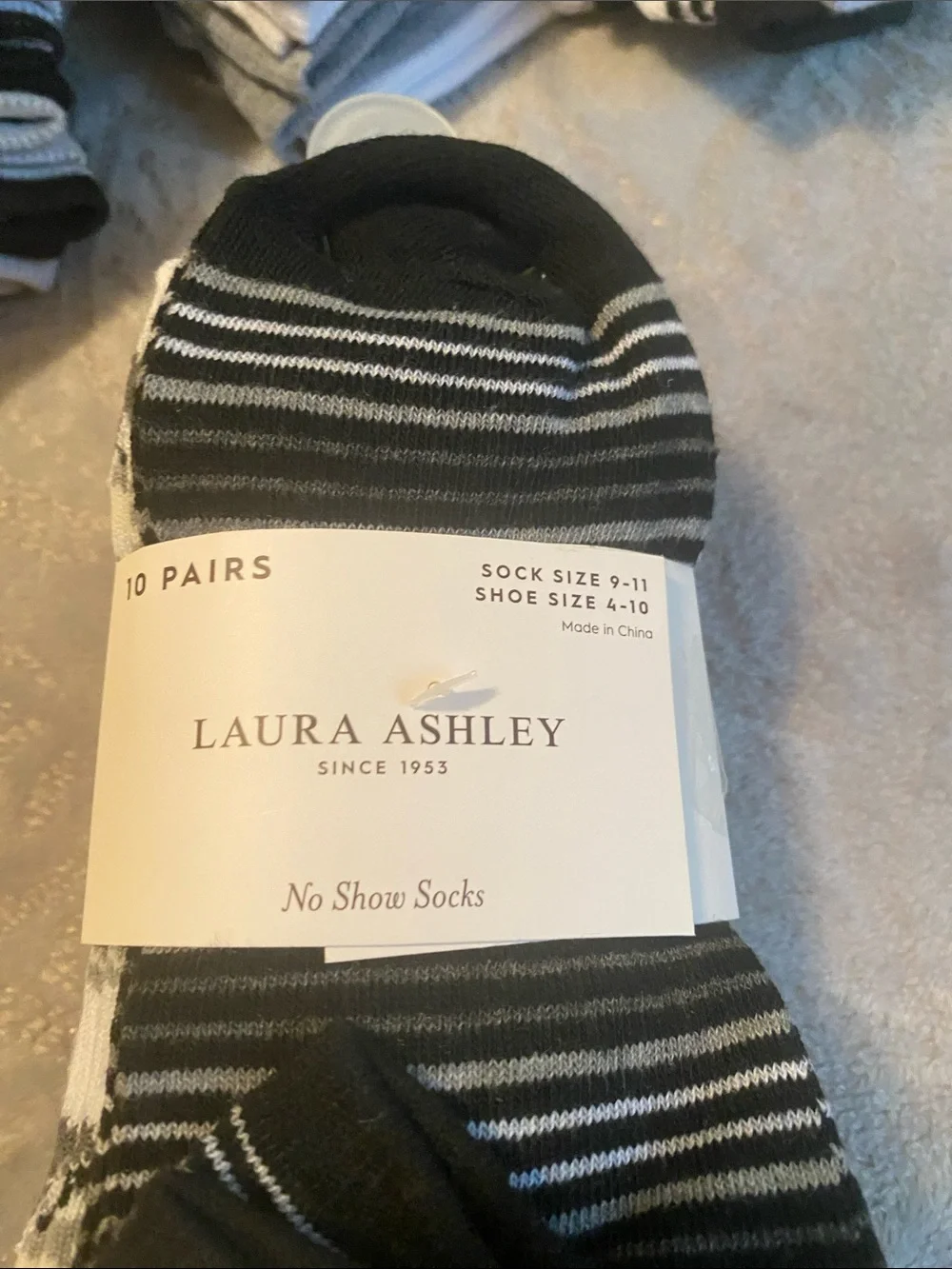 Laura Ashley Women No-Show Socks Pack - Black, White, Gray. Sock size 4-10